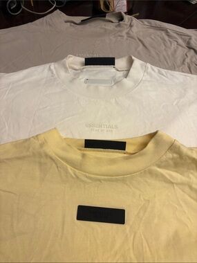 ESSENTIALS Fear of God Men's Crew Neck T-Shirt - Yellow, White, Taupe